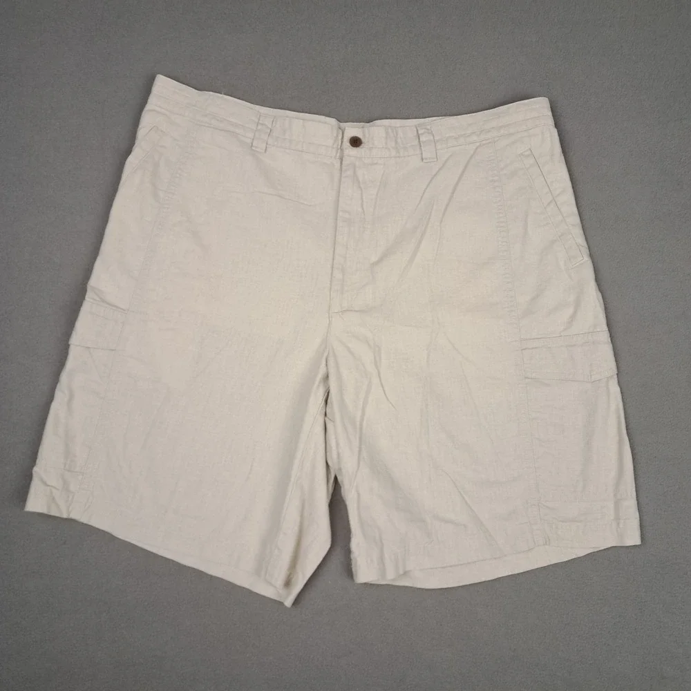 Cubavera Linen Shorts Mens 40 Khaki Cargo 10